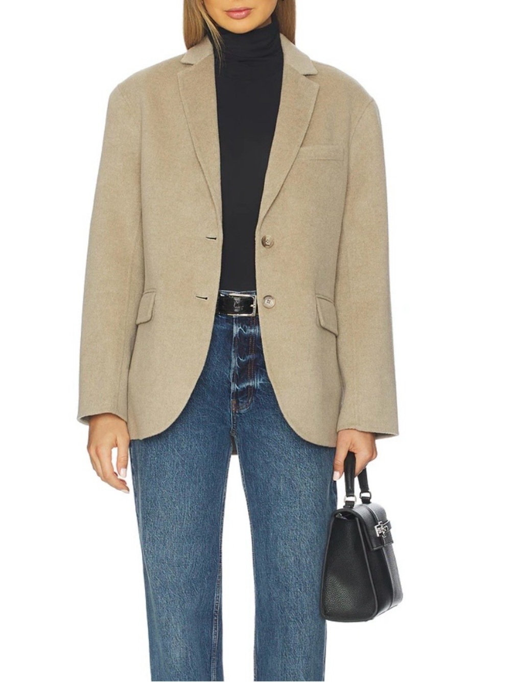 ANINE BING Quinn Wool& Cashmere Blazer - Oatmeal Melange